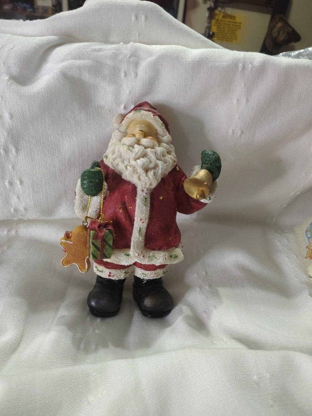 Holiday Santa Figurine in Red and Green - Decorative Christmas Accent